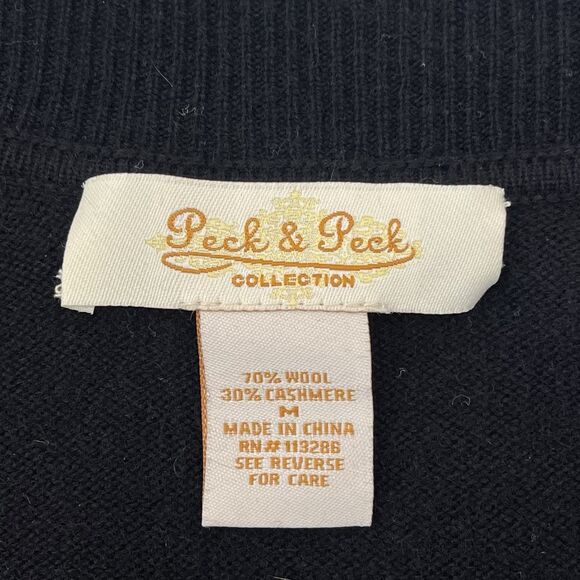 Peck & Peck Wool Cashmere Cardigan Sweater Size M Black Ruffles Frills Longline - Picture 10 of 12